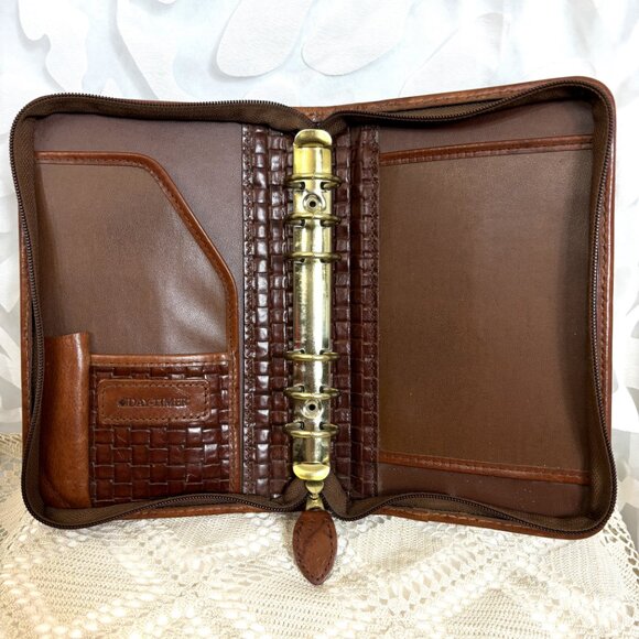 Day Timer Zip Around Basketweave Embossed Planner Cover Vintage - Picture 3 of 11